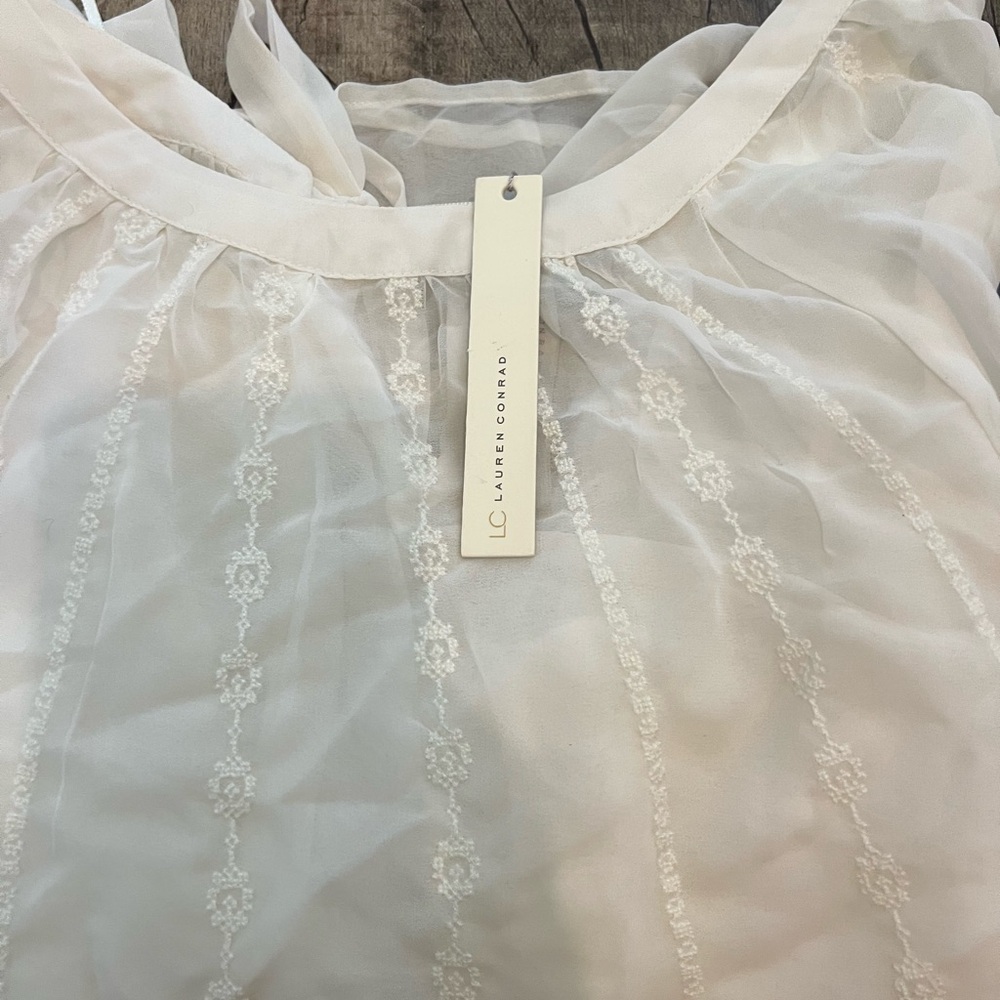 LC Lauren Conrad White Sheer Blouse